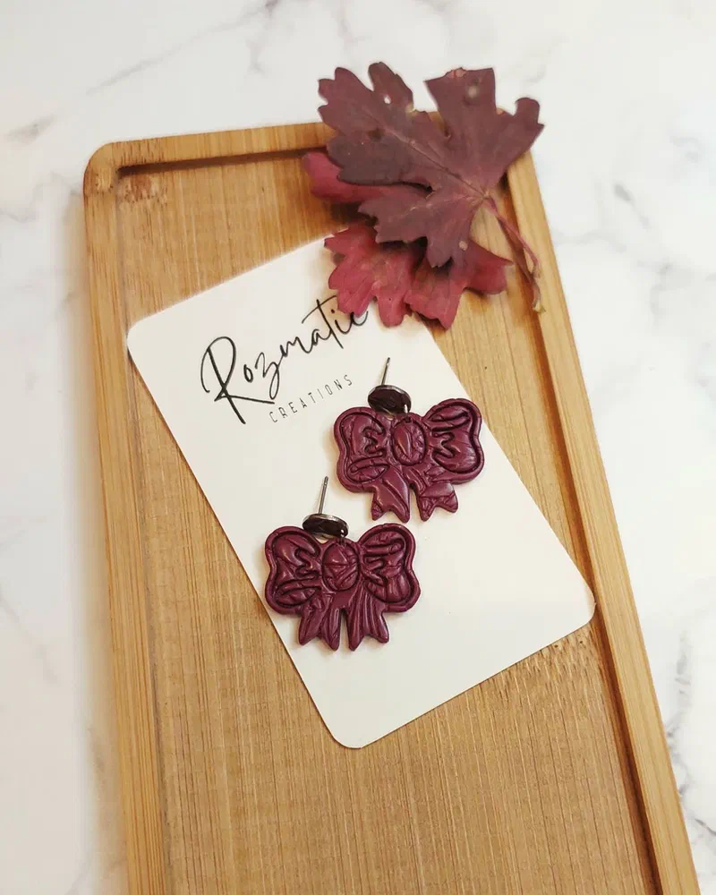 Cercel - Bowria - Burgundy – imaginea 2