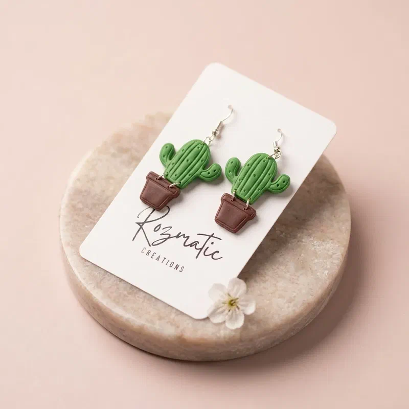 Cercel Cacti In a Pot – imaginea 2