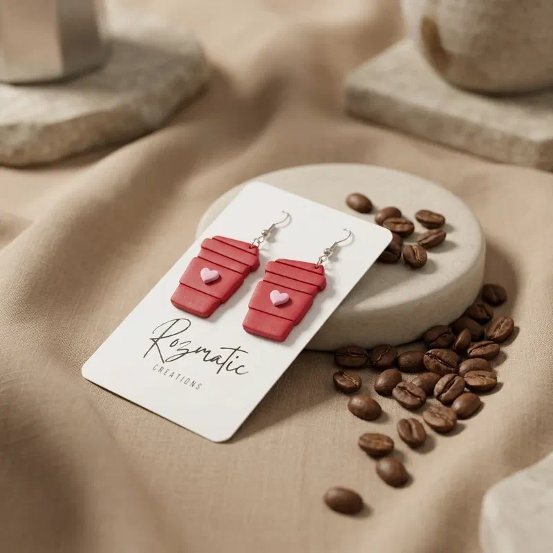 Cercel Coffee - Red – imaginea 2
