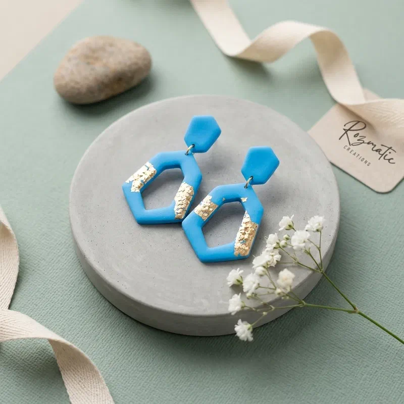 Cercel Diamond - Blue & Gold – imaginea 1