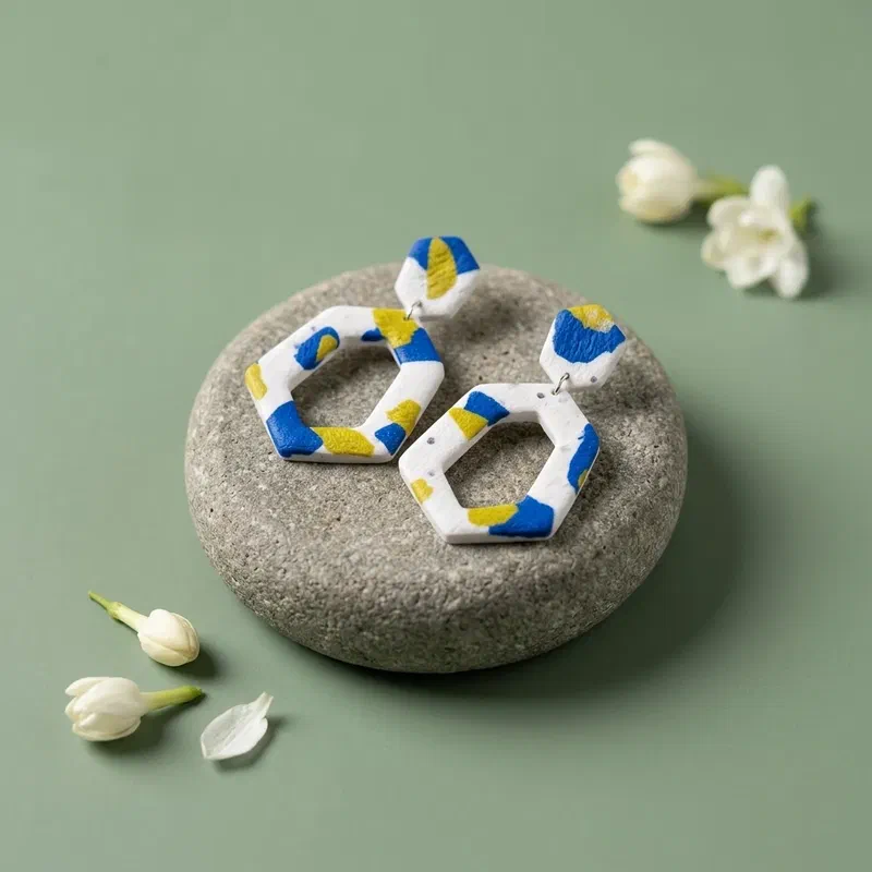 Cercel Diamond - White & Blue – imaginea 1