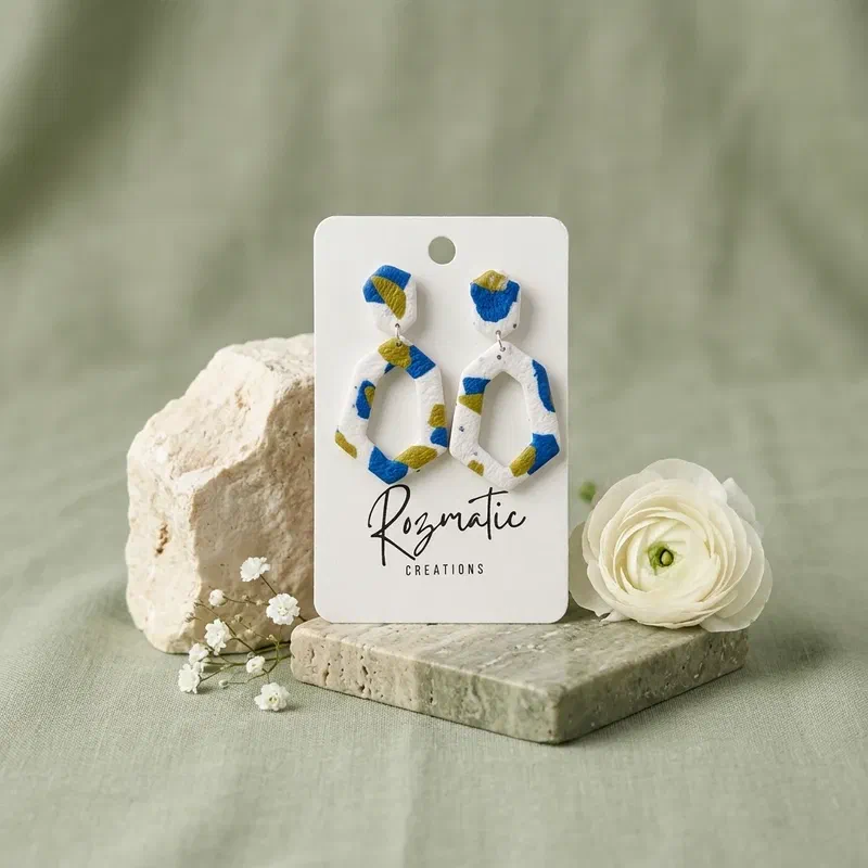 Cercel Diamond - White & Blue – imaginea 2