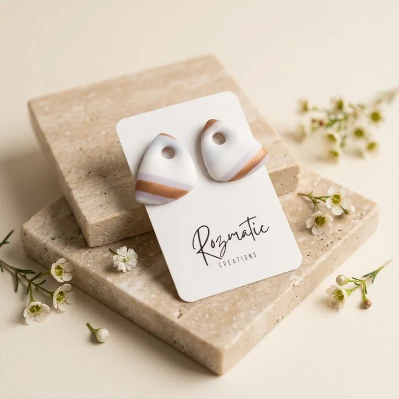 Cercel Elvara - BrownWhite – imaginea 3