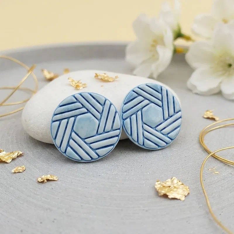 Cercel Hexina - Blue – imaginea 1