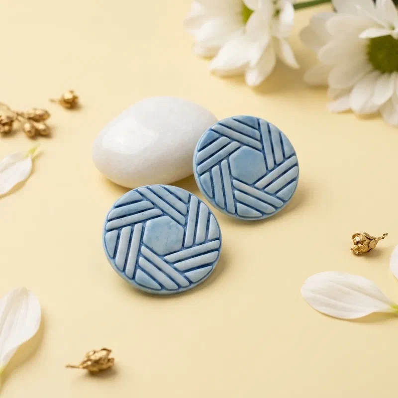 Cercel Hexina - Blue – imaginea 3