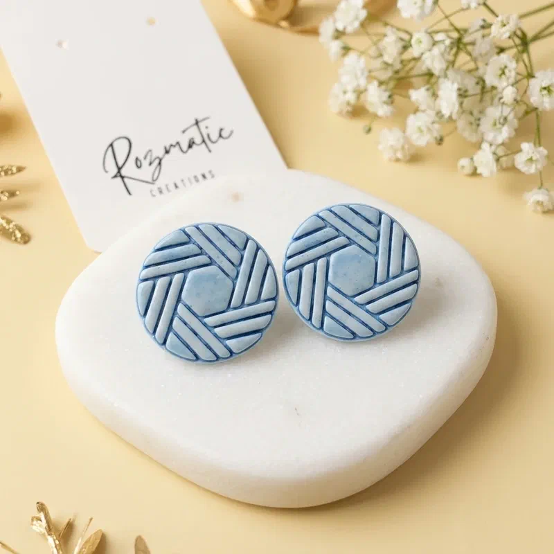 Cercel Hexina - Blue – imaginea 4