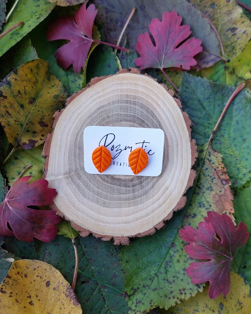Cercel - Leaf - Orange – imaginea 1