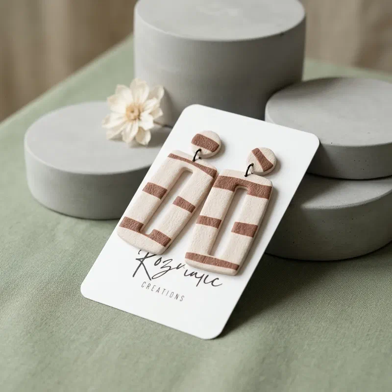 Cercel Lineaura - Brown Lines – imaginea 3
