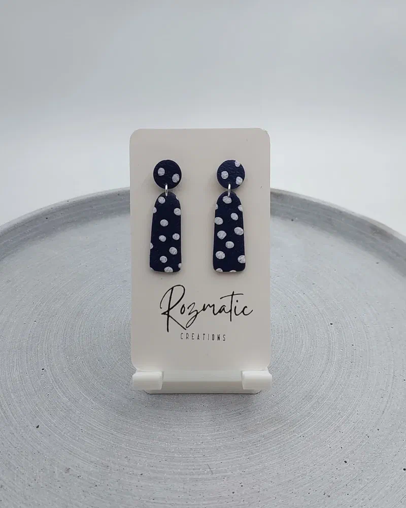 Cercel Ovaline - Blue Dots – imaginea 1