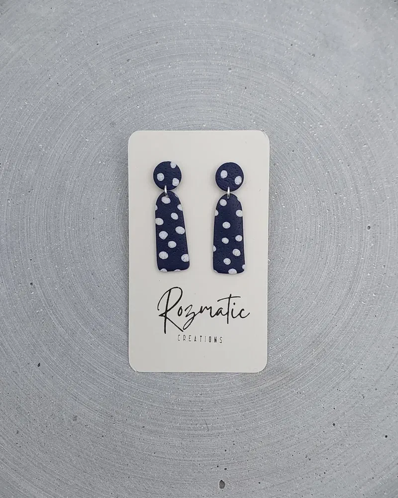 Cercel Ovaline - Blue Dots – imaginea 2