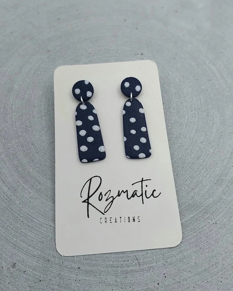 Cercel Ovaline - Blue Dots – imaginea 3