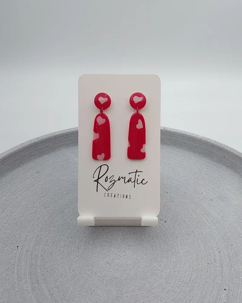 Cercel Ovaline - Valentine Red – imaginea 1