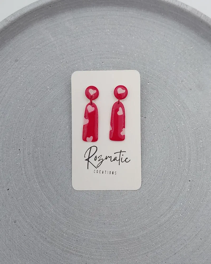 Cercel Ovaline - Valentine Red – imaginea 2