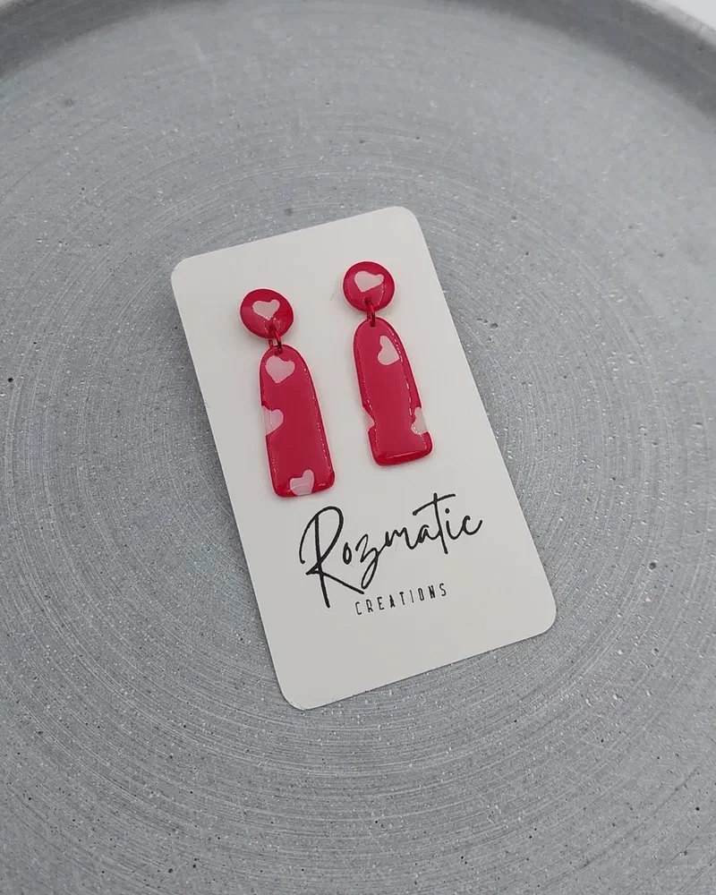 Cercel Ovaline - Valentine Red – imaginea 3
