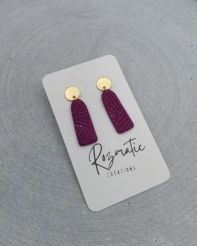 Cercel Ovaline - Violet Sparkle – imaginea 1