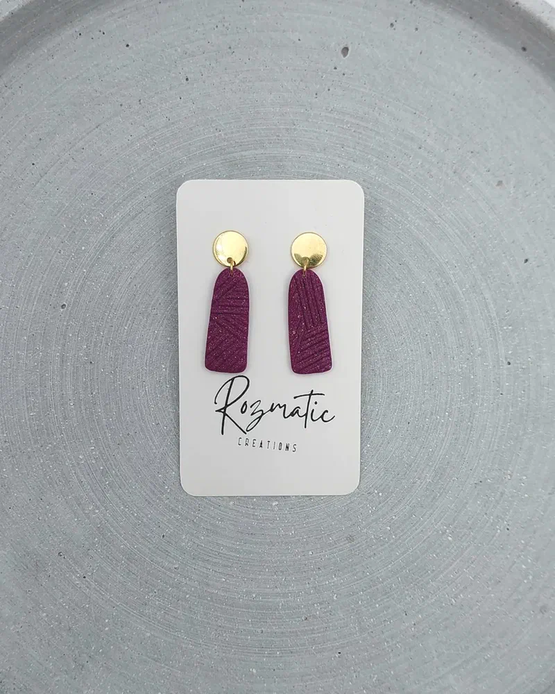 Cercel Ovaline - Violet Sparkle – imaginea 2