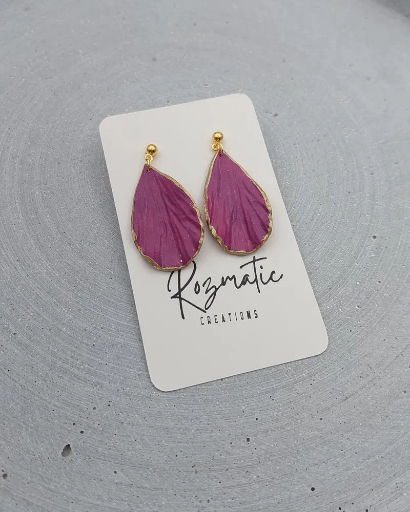 Cercel Petalia - Mauve Gold – imaginea 2