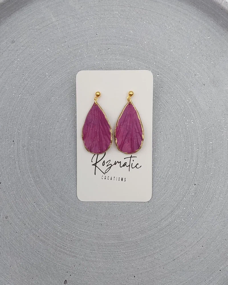 Cercel Petalia - Mauve Gold – imaginea 3