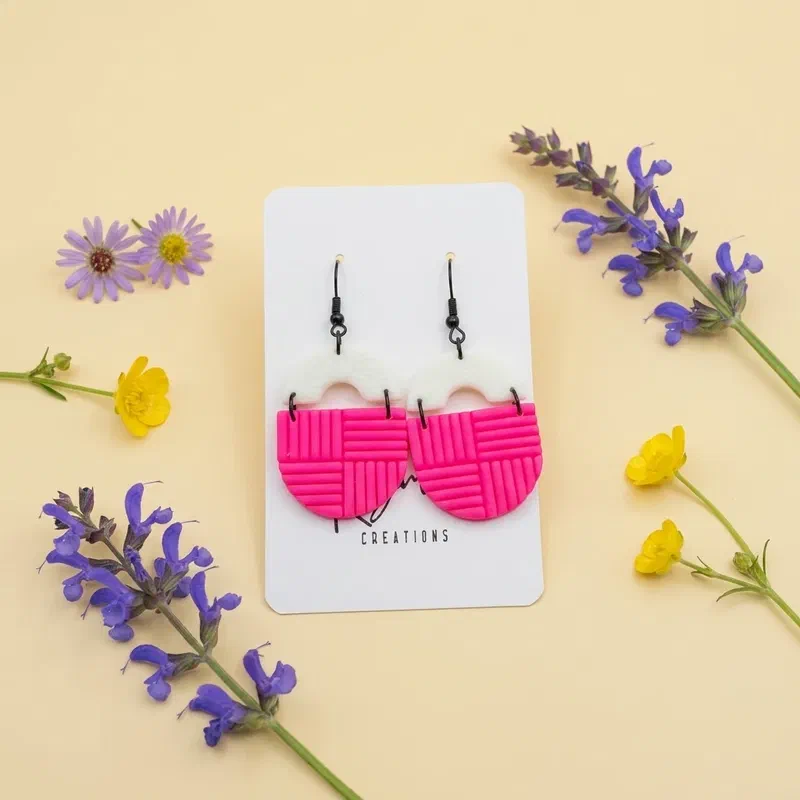 Cercel - Retro Future NeonPink1 – imaginea 1