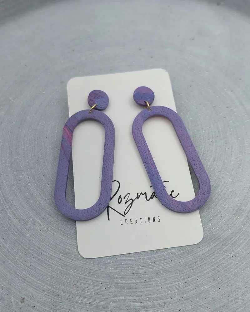 Cercel Ringlet Large - Mauve – imaginea 3