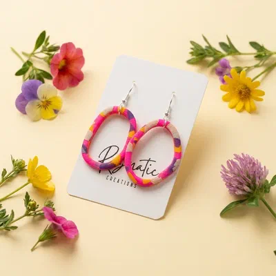 Cercel Ringlet Oval - Pink Leopard