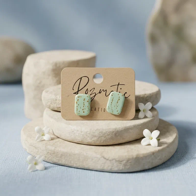 Cercel Spot - Golden Jade – imaginea 2