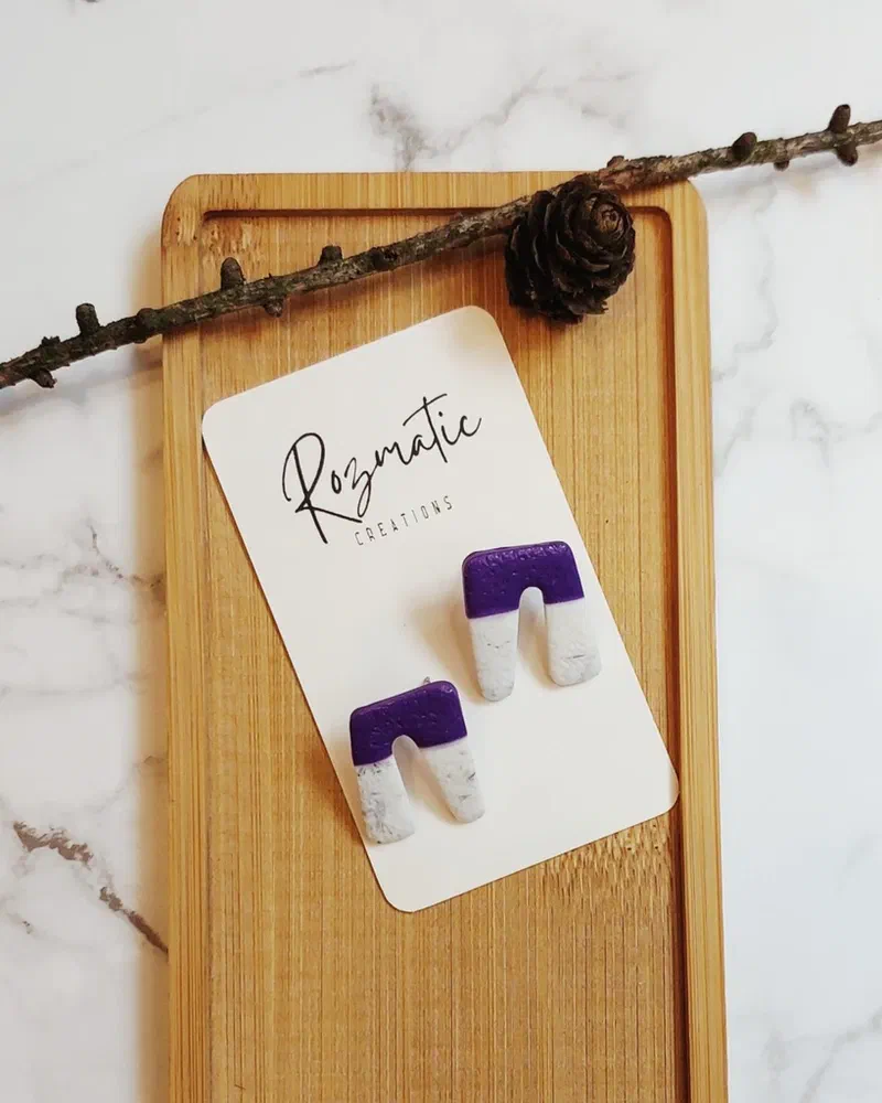Cercel - Squara - Purple – imaginea 2