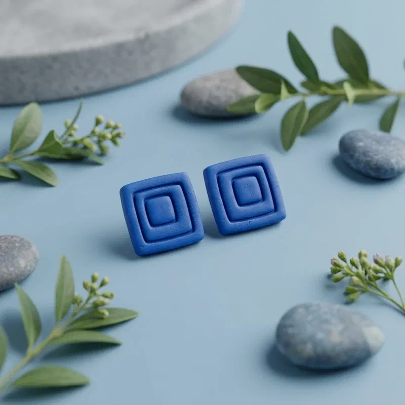 Cercel Square - Blue – imaginea 2