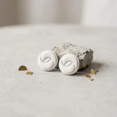 Cercel Stud - Swirl - White
