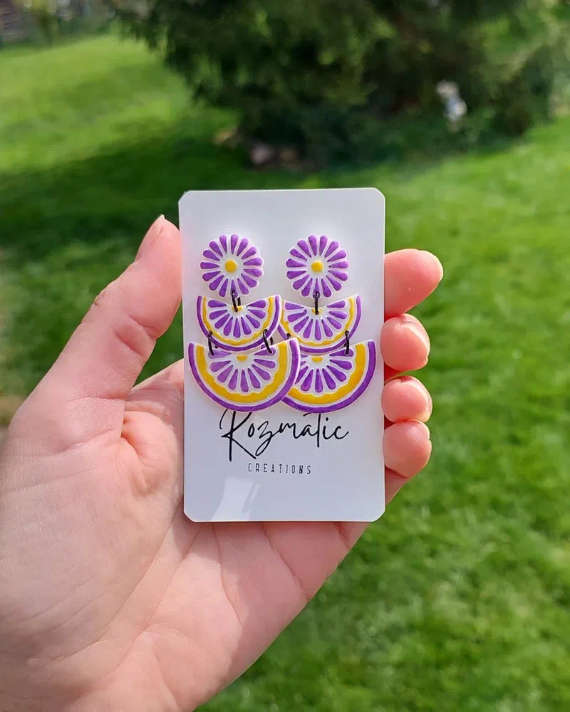 Cercel Tria - Yellow & Purple – imaginea 3