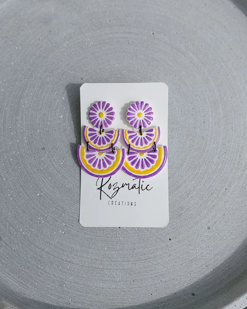 Cercel Tria - Yellow & Purple – imaginea 7