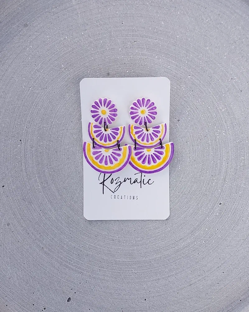 Cercel Tria - Yellow & Purple – imaginea 8