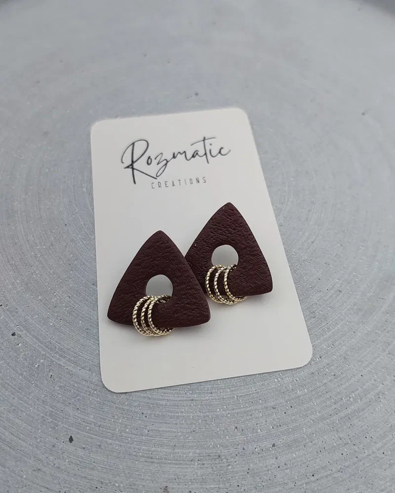 Cercel Trielle - Brown White Gold – imaginea 1