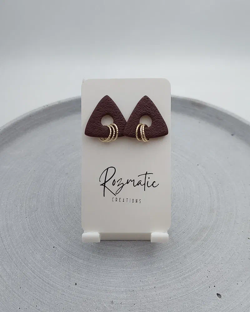 Cercel Trielle - Brown White Gold – imaginea 2