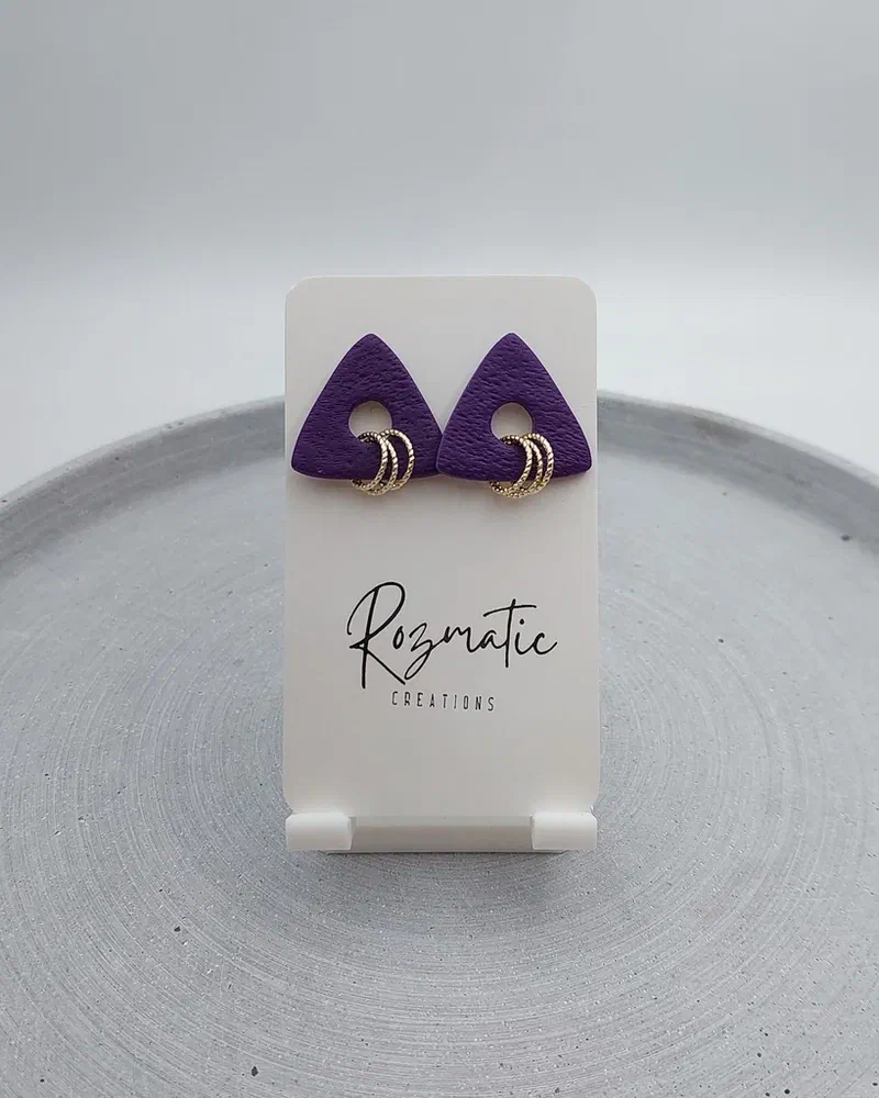 Cercel Trielle - Purple White Gold – imaginea 2