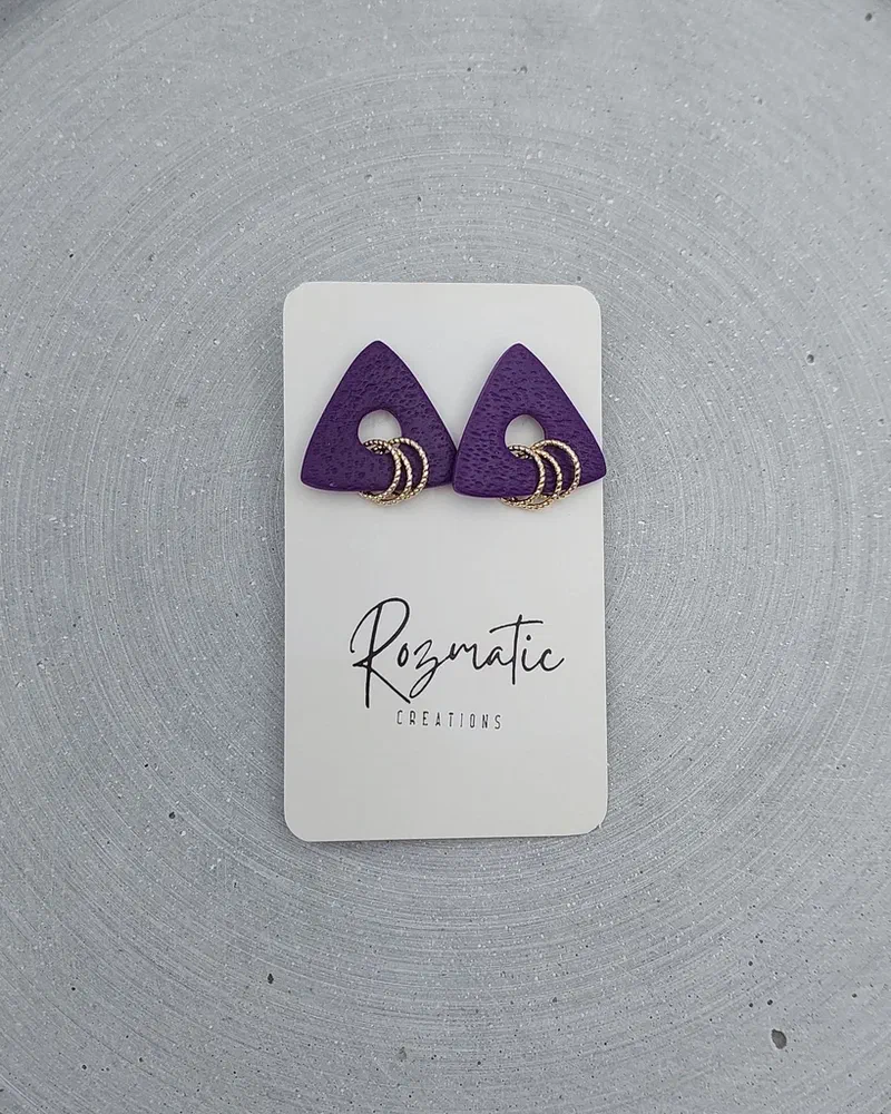 Cercel Trielle - Purple White Gold – imaginea 3