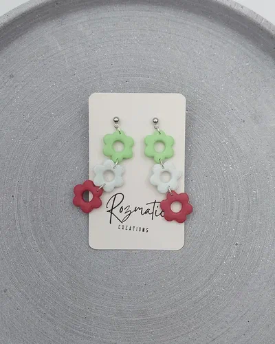 Cercel Triflora - Green Blue Pink