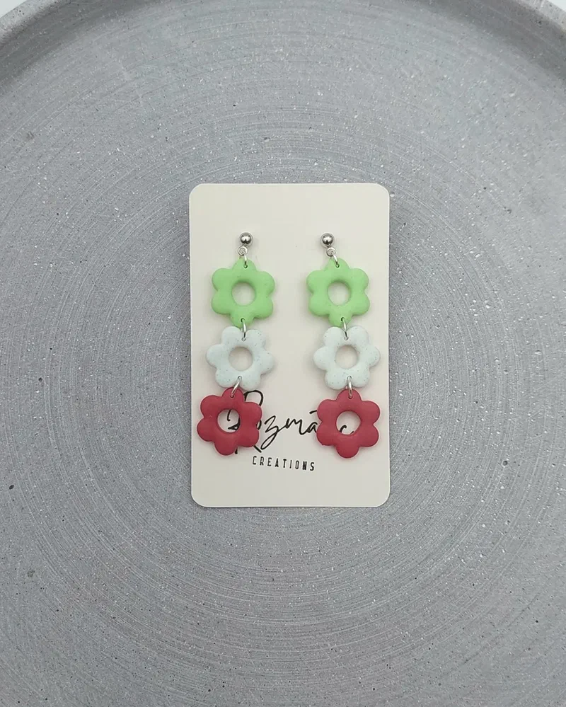 Cercel Triflora - Green Blue Pink – imaginea 3