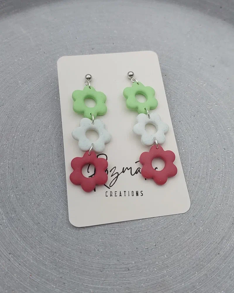 Cercel Triflora - Green Blue Pink – imaginea 4