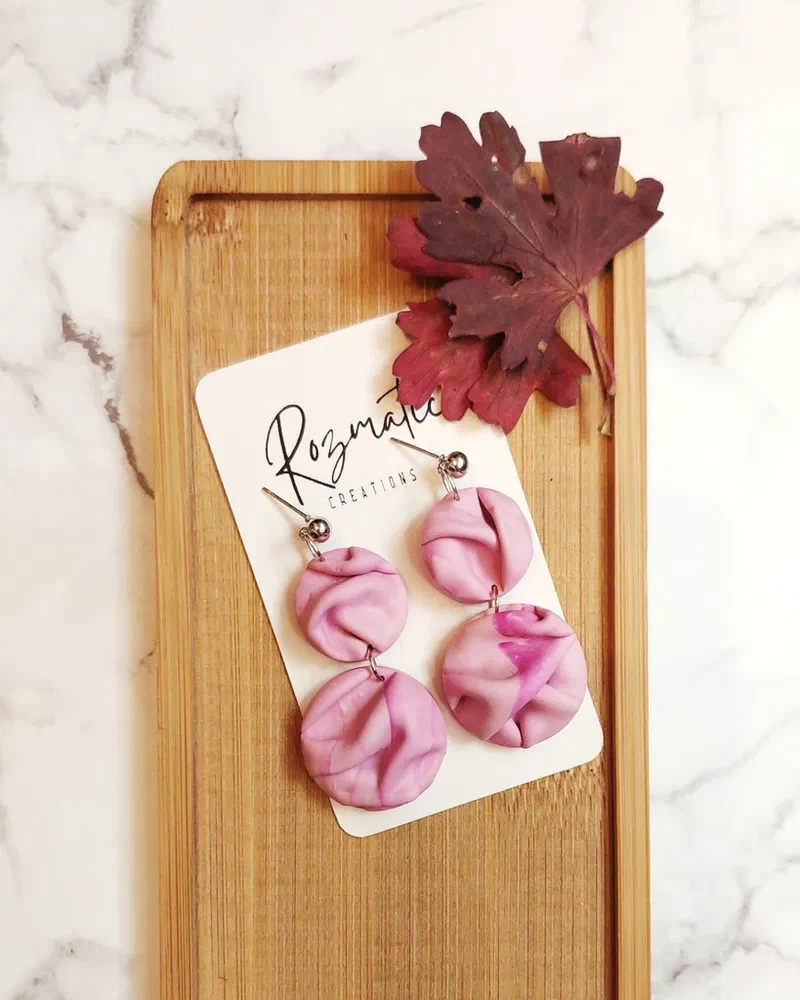Cercel - Velvet - Pink – imaginea 2