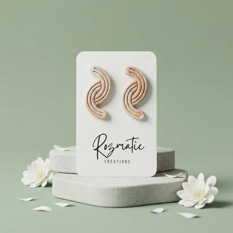 Cercel Virela - Beige – imaginea 3