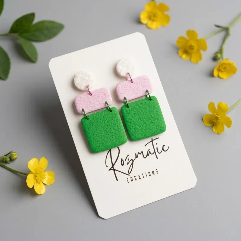 Cercel - Zelora - White & Green – imaginea 1