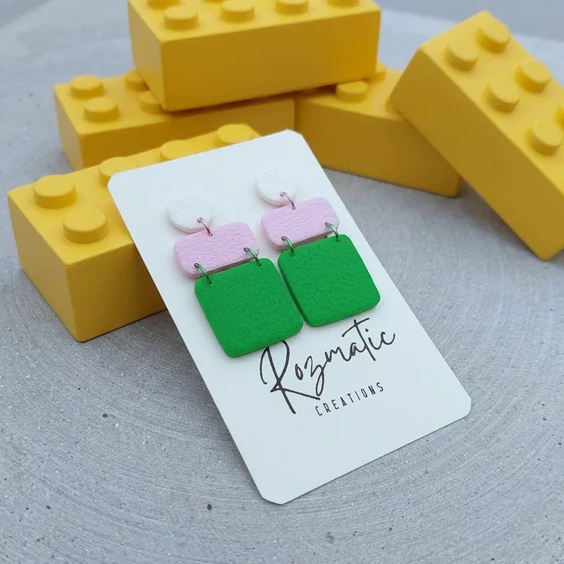 Cercel - Zelora - White & Green – imaginea 2
