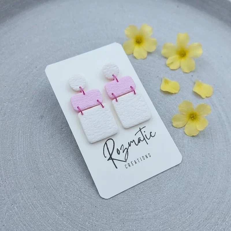 Cercel - Zelora - White & Pink – imaginea 1