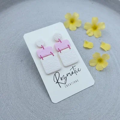 Cercel - Zelora - White & Pink