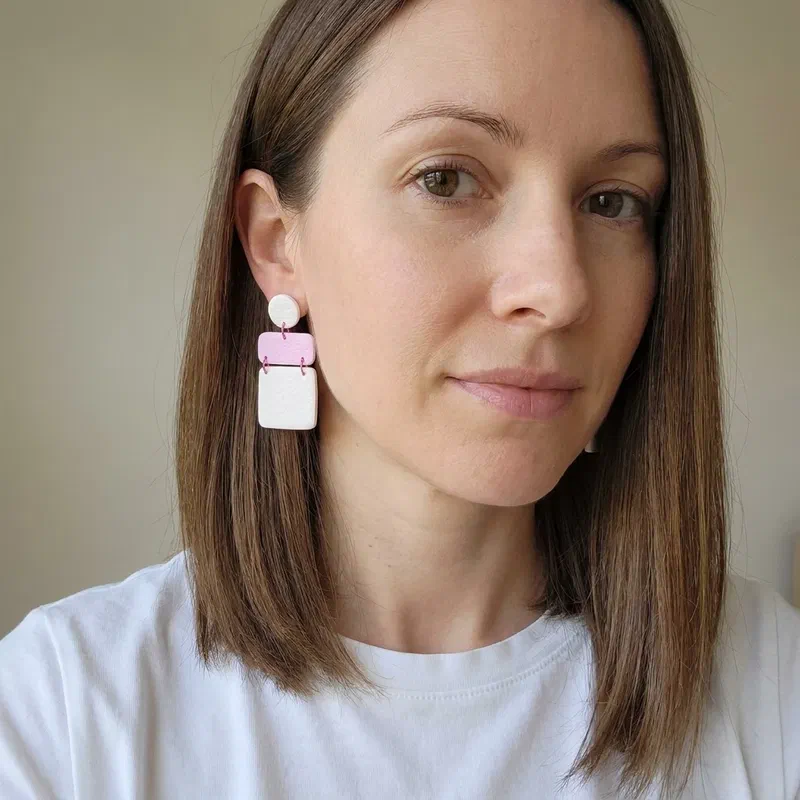 Cercel - Zelora - White & Pink – imaginea 3