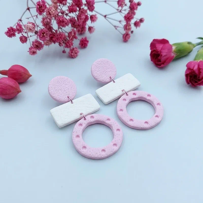 Cercel - Zorela - White BabyPink2 – imaginea 1